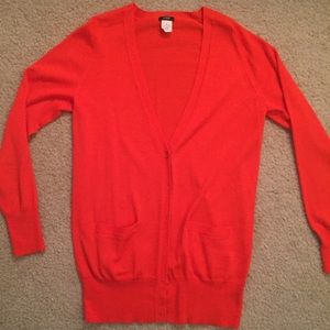 Orange J. Crew cardigan